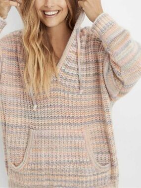 aerie Pastel Rainbow Knit Sweater Hoodie